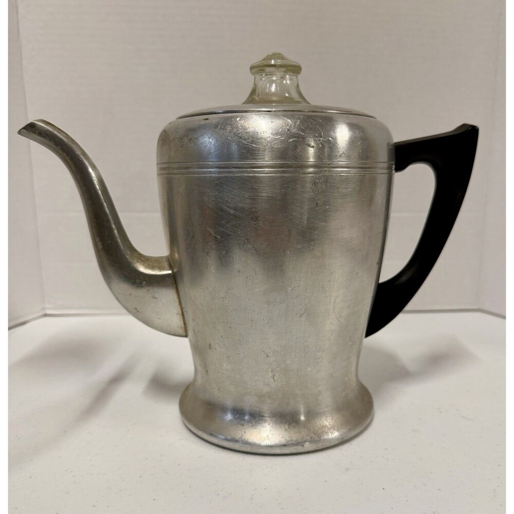 Vintage Aluminum Swan Coffee Percolator 2-1/2 Pint England Savoy - DISPLAY ONLY